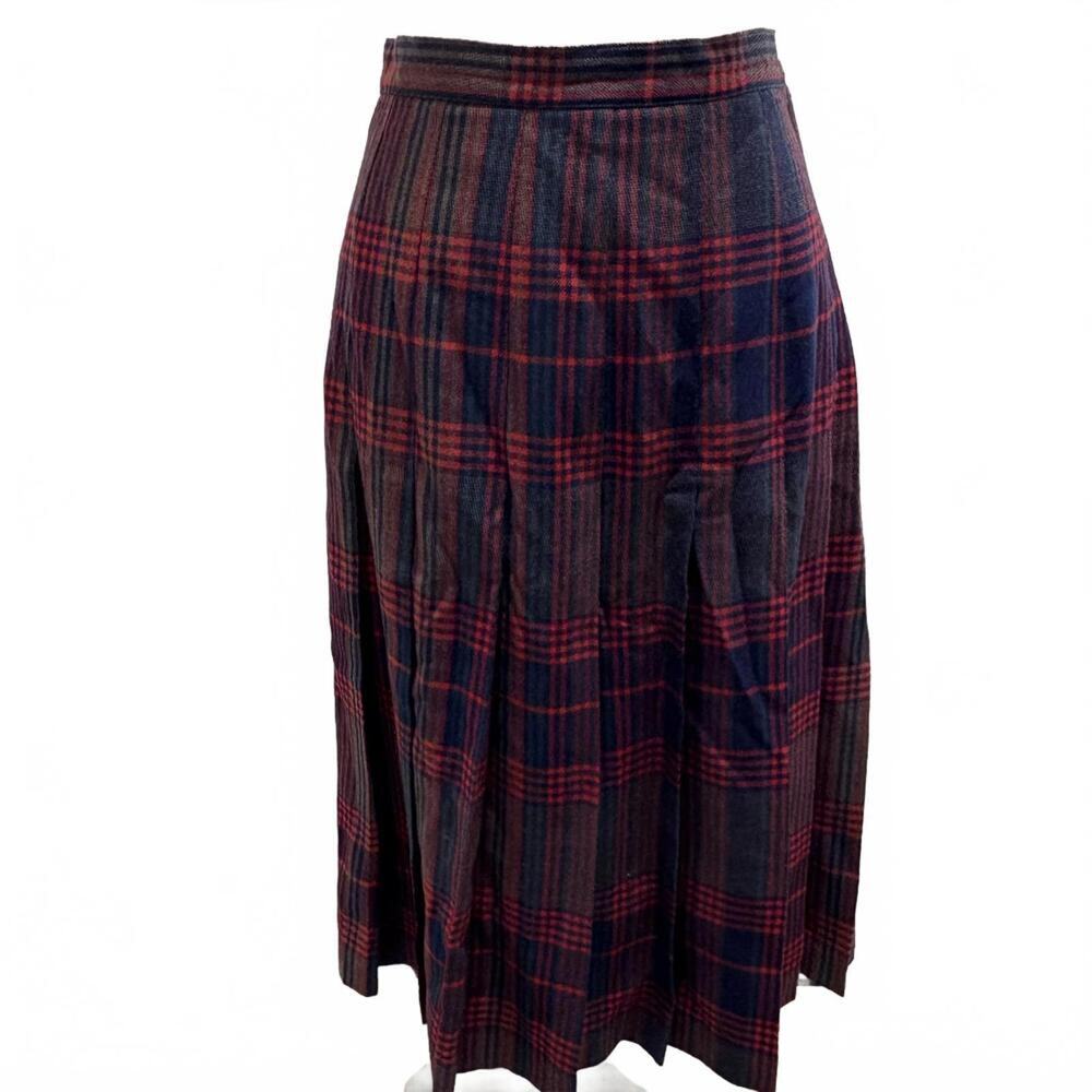 Vintage 70's Walker & Lane Tartan Plaid Rockabilly Pleated New Wool Skirt